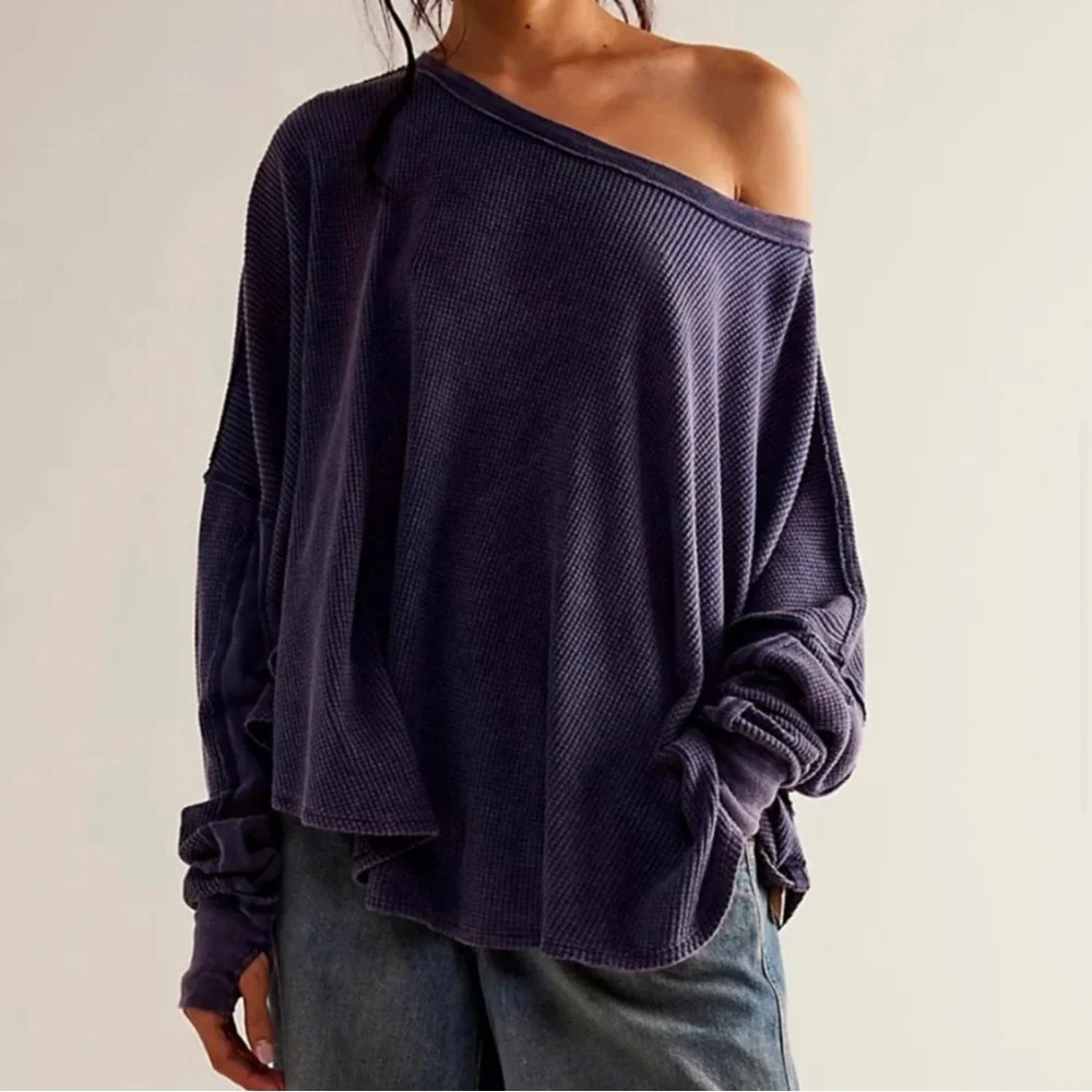 🛑SOLD OUT🛑 FPMicrophone Drop Long Sleeve Oversized Thermal in Navy Size L NWT - Picture 7 of 10